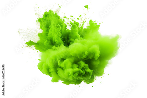 Neon Green Powder Explosion on a transparent background.