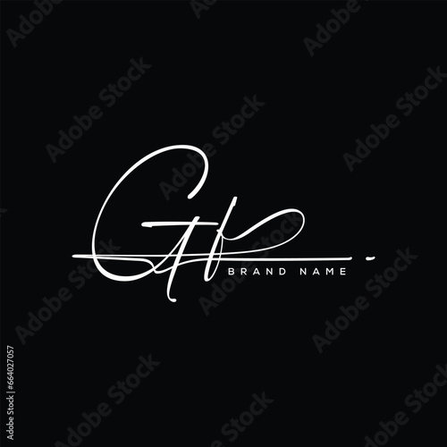 GF letter beauty handwriting vector logo.