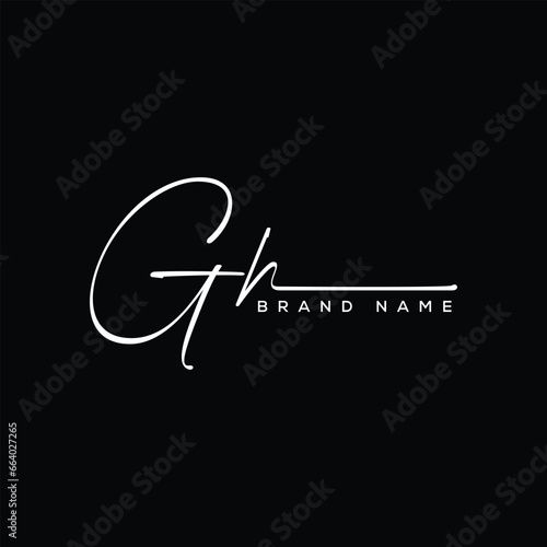 GH letter beauty handwriting vector logo. photo