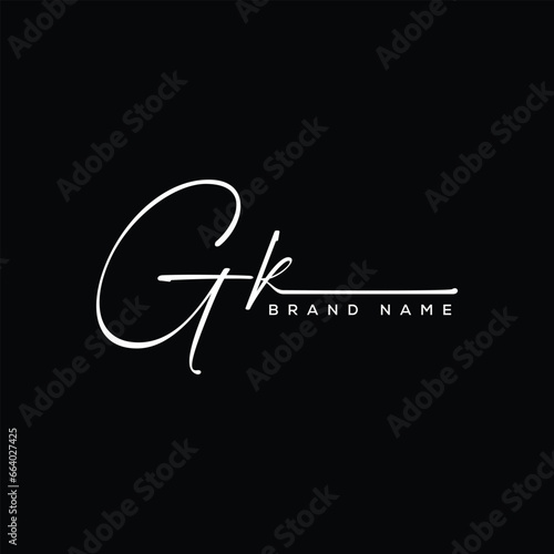 GK letter beauty handwriting vector logo.