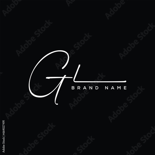 GL letter beauty handwriting vector logo.
