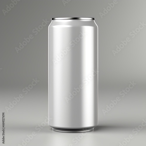 Aluminum can mockup isolated on grey background. 3d rendering, Ai Generated