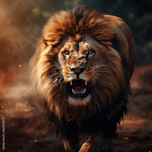 Foto Fondo con detalle de leon en actitud salvaje