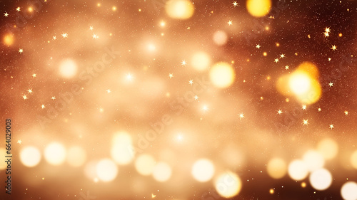 Abstract festive brown and red background with bokeh and stars