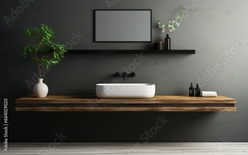 Neat Bathroom Vanity with Room for Text