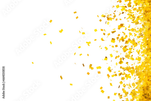 Yellow Confetti Explosion on a transparent background.