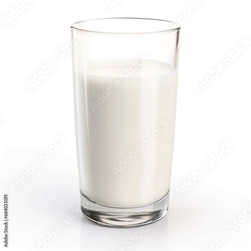 Cold Glass of Milk on White Background
