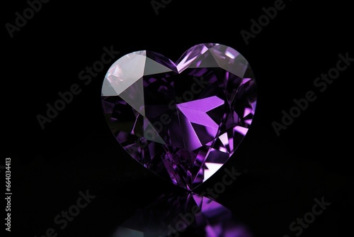 Purple diamond heart on black background. Generative AI
