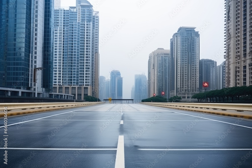 Empty urban road in city