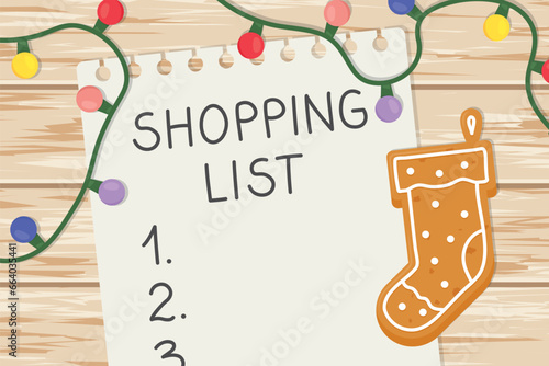 christmas shopping list- vector illustration