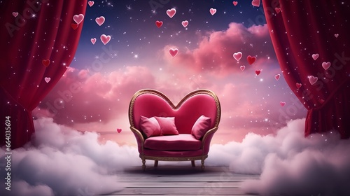 Contemporary Interior with Romantic Sofa Chair for Valentine's Day - Pink and Red Shades in Modern Living Spaces