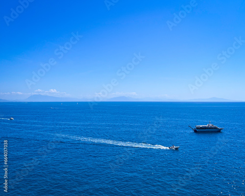 Boat on the sea, Amalfi Coast, Seascape, Italy © Tulin
