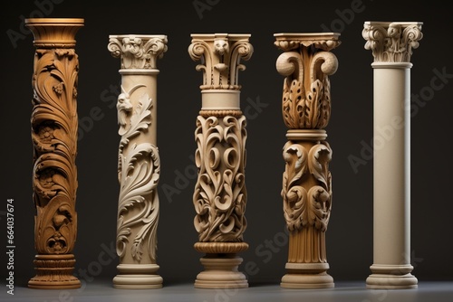 Column capitals, orders, and styles. Generative AI photo