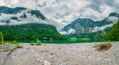 Kings Lake as a water reserve in Berchtesgaden with crystal clear typical green shining water