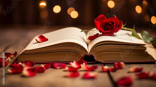 Love Blooms in Antique Pages: A Vintage Valentine's Day with Roses, Aged Books, and Romantic Reading