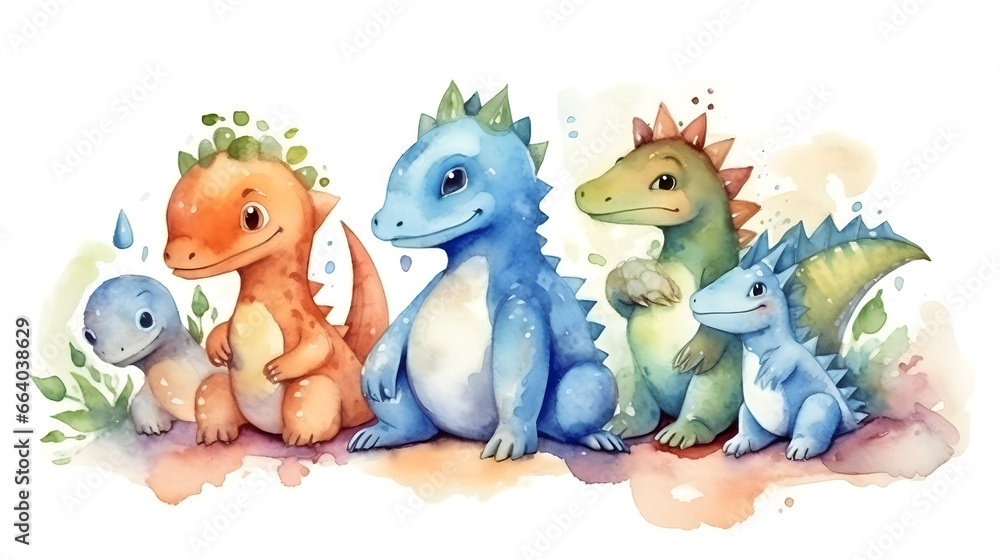 Naklejka premium Watercolor illustration of dinosaurus 