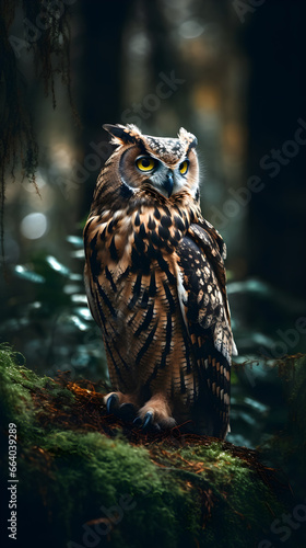 Owl in the green wood 