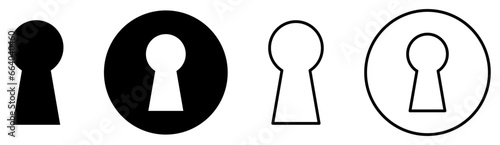 Keyhole icon set. Door key hole icon. Vector illustration isolated on white background