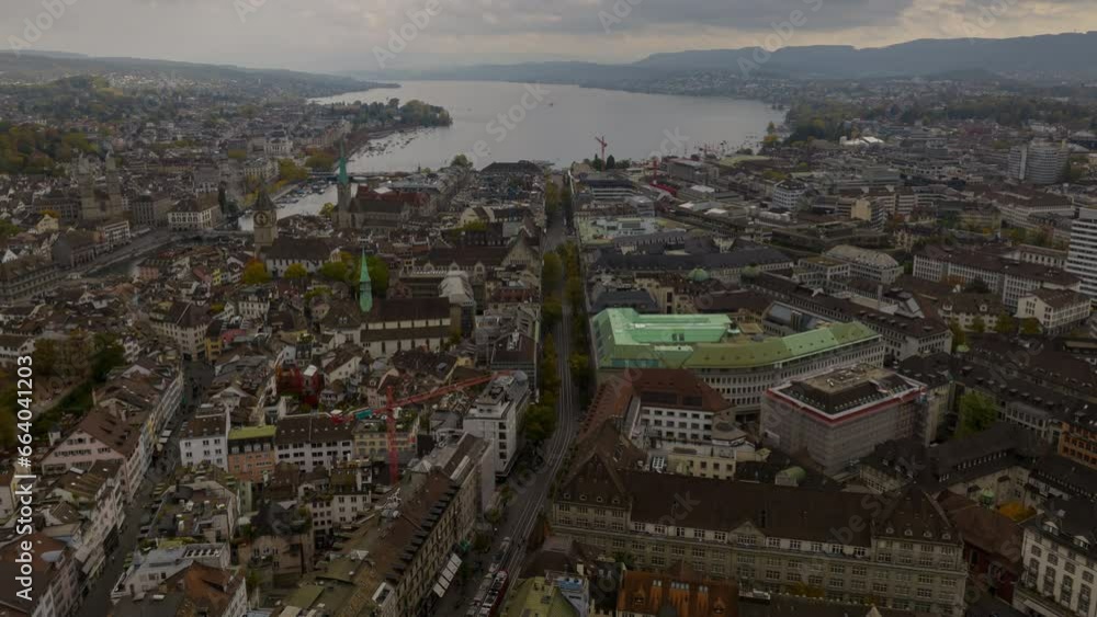 day time zurich city center lakeside district aerial panorama 4k timelapse switzerland day time zurich city center lakeside district aerial panorama 4k timelapse switzerland