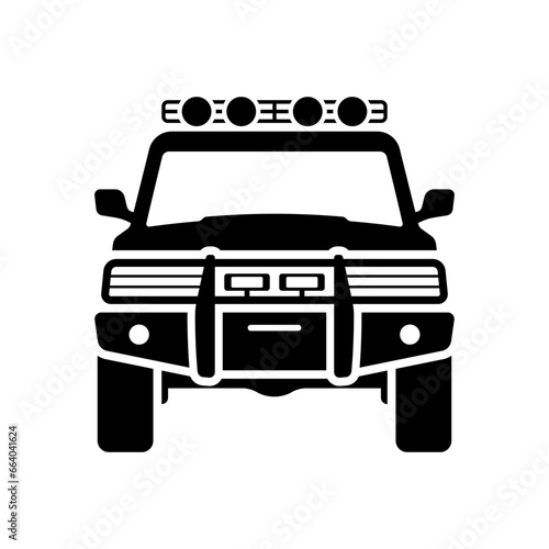 SUV icon. Black silhouette. Front view. Vector simple flat graphic illustration. Isolated object on a white background. Isolate.