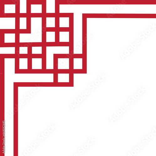 Chinese frame border art china style. Asian new year decorative traditional borders, oriental red line retro pattern for image frame. Vintage frame border art isolated on transparent background.