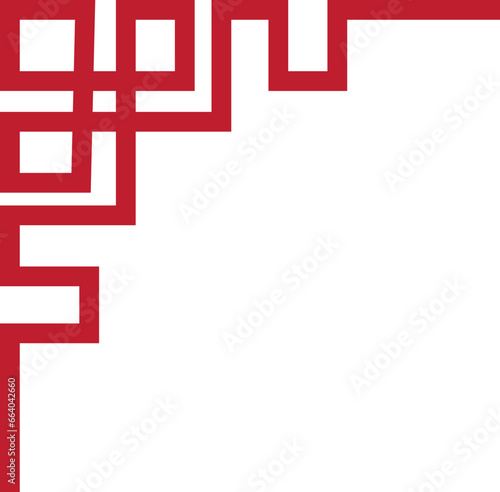 Chinese frame border art china style. Asian new year decorative traditional borders, oriental red line retro pattern for image frame. Vintage frame border art isolated on transparent background.