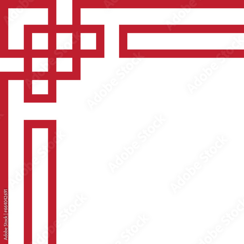 Chinese frame border art china style. Asian new year decorative traditional borders, oriental red line retro pattern for image frame. Vintage frame border art isolated on transparent background.