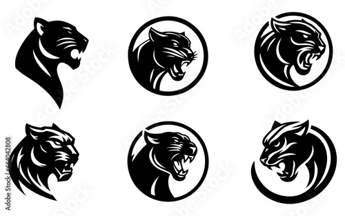 Panther logo icon vector illustration black color white background