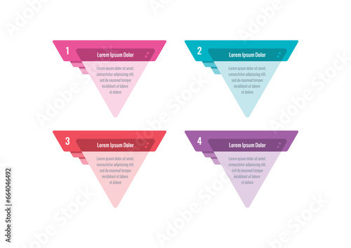 education, magazine, annual report, internet, business information template. colorful triangles infographic template. four options informational templates © yasin