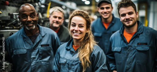 Smiling Faces of Dedicated Workers in a Factory Setting