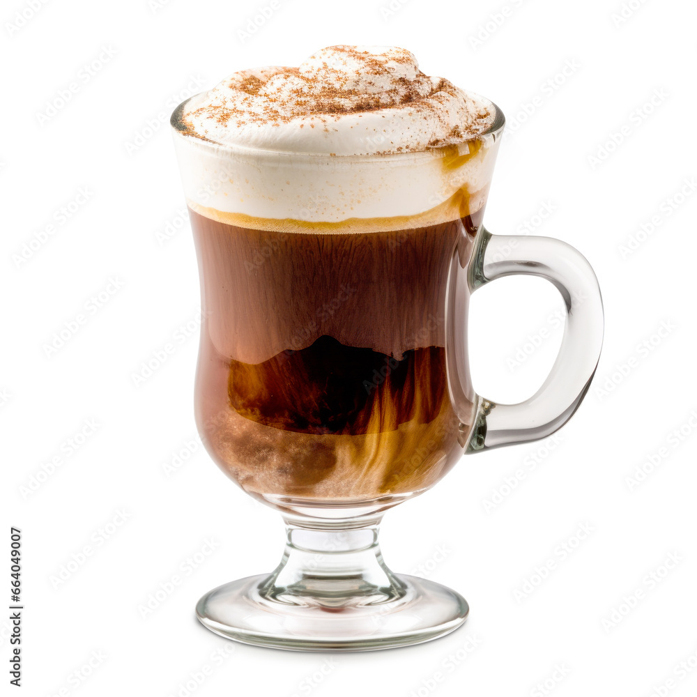 Irish Coffee cocktail with whipped cream, brewed coffee and Irish whiskey Irish Coffee cocktail with whipped cream, brewed coffee and Irish whiskey