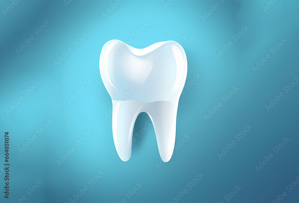 3D rendering of a tooth White healthy tooth on a blue background 3D rendering of a tooth White healthy tooth on a blue background