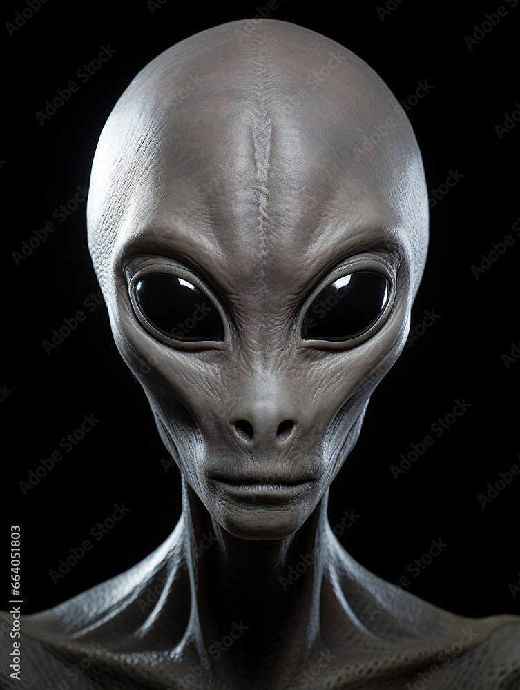 Realistic portrait of a gray alien. Realistic portrait of a gray alien.