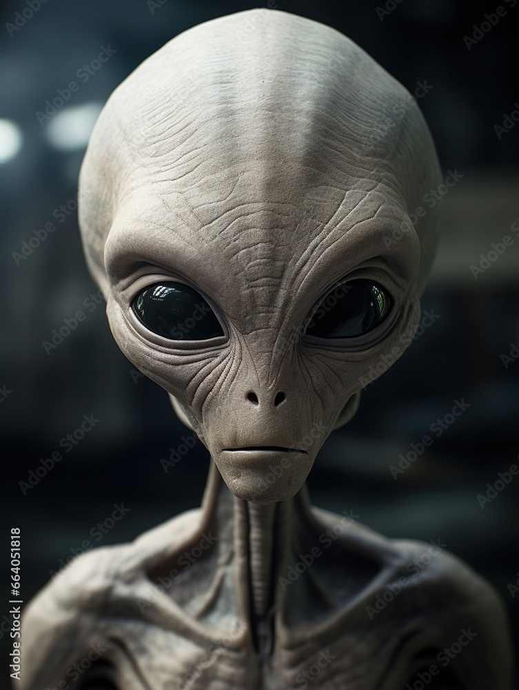 Realistic portrait of a gray alien. Realistic portrait of a gray alien.