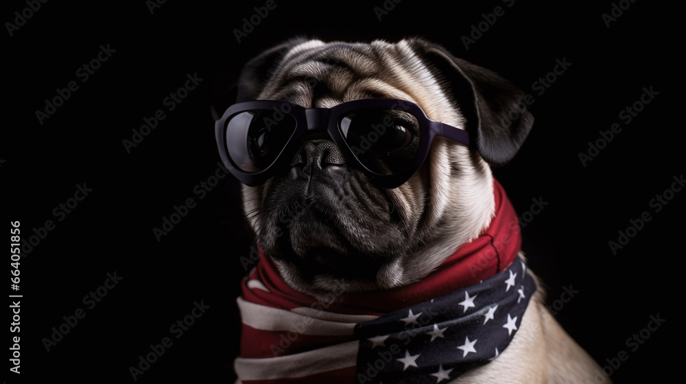 Beautiful dog with a USA bandana