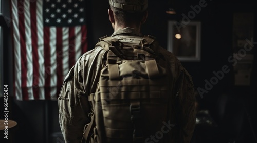 American soldier with USA flag