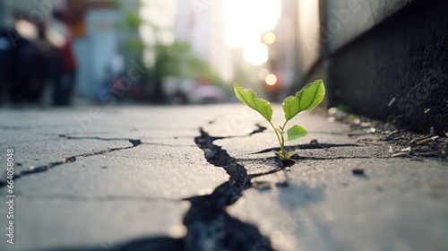 A plant thriving in a sidewalk crack - a testament to resilience and adaptability. © Leah