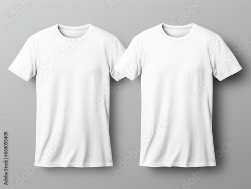 T-shirt mockup. White blank t-shirt front and back views. male clothes wearing clear attractive apparel tshirt models template --ar 4:3