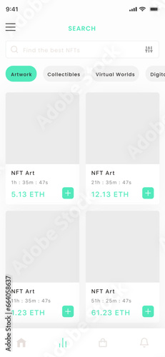 NFT Bidding Marketplace, Nfts Auction and Crypto Art and Stocks Store App UI Kit Template
