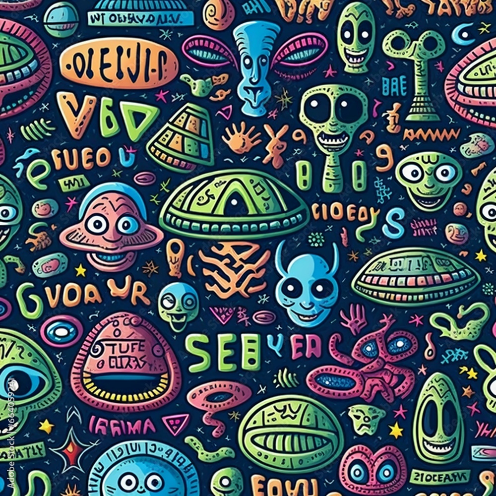alien language cartoon alien tribe pattern background