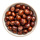 A Bowl of Roasted Chestnuts Isolated on a Transparent Background 