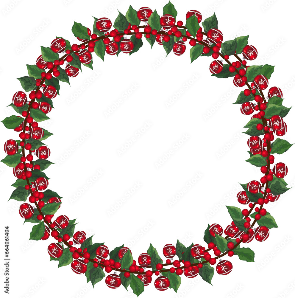 Christmas wreath illustration on transparent background. Christmas wreath illustration on transparent background.