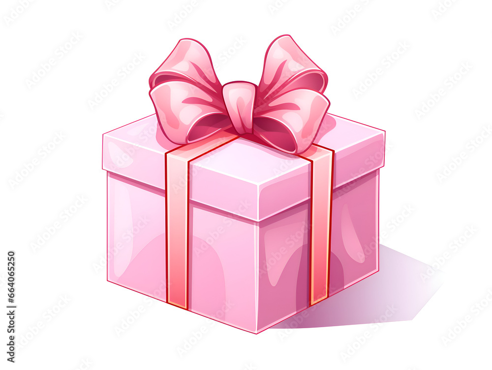 Illustration pink gift box present isolated on white background Illustration pink gift box present isolated on white background