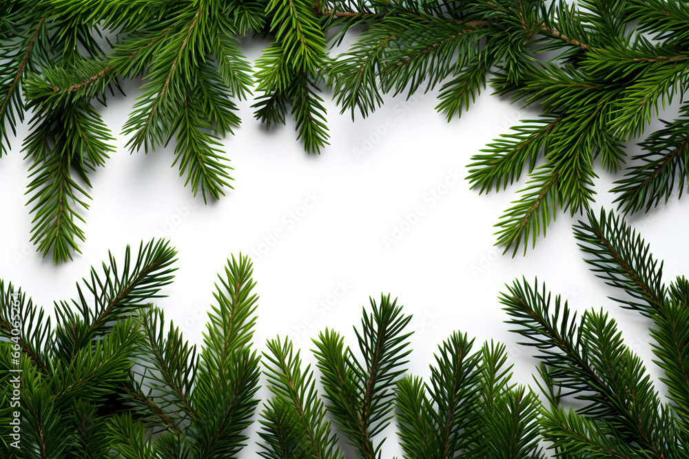 Whimsical Christmas Tree Branches Stand Out on a White Background