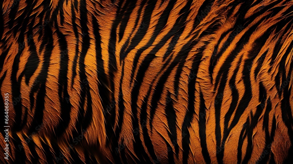 a close up picture of a tiger fur textured with black and orange stripes. generative ai a close up picture of a tiger fur textured with black and orange stripes. generative ai