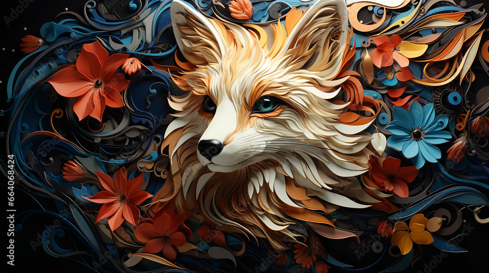 Fototapeta premium vibrant colors intricate detailed textures of a fox