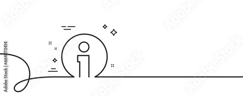Info line icon. Continuous one line with curl. Information center sign. Support speech bubble symbol. Info single outline ribbon. Loop curve pattern. Vector