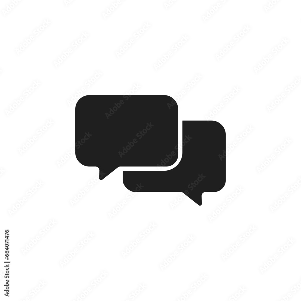 Black message bubble icon on white background. Black message bubble icon on white background.