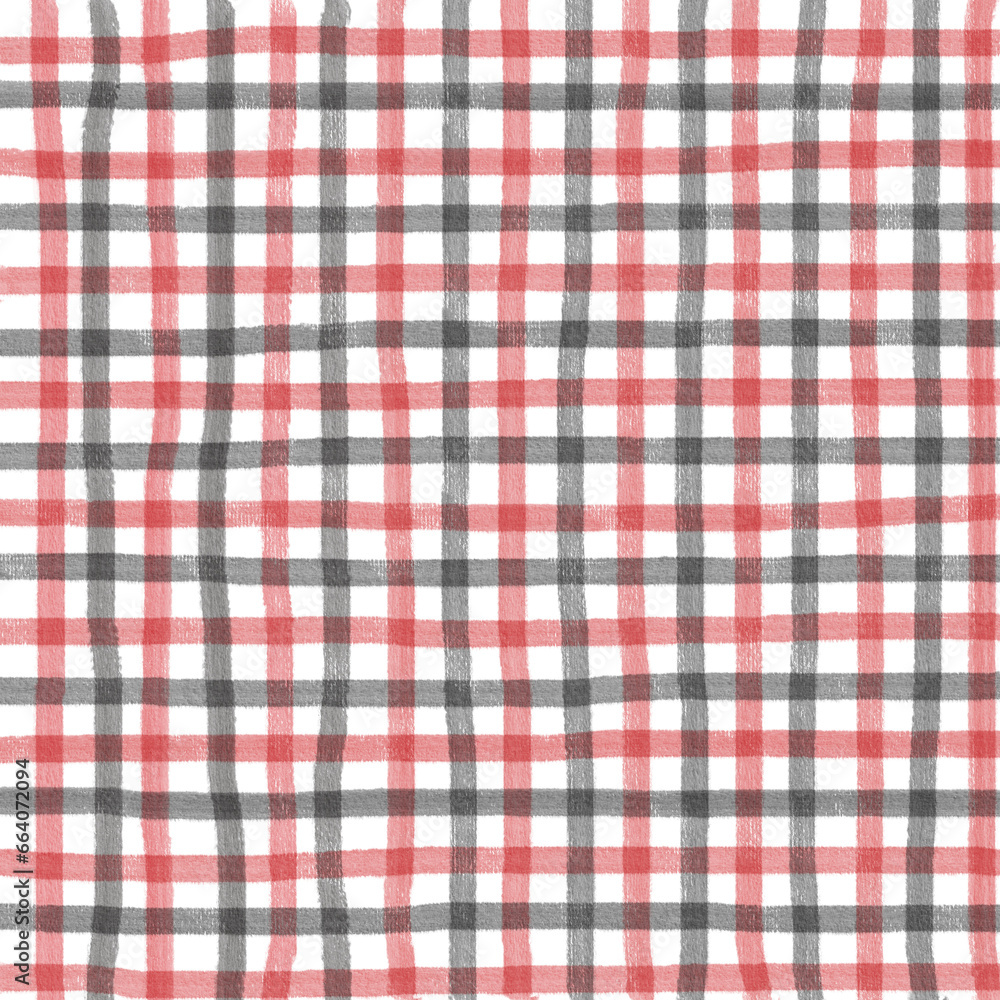 Red Black Gingham Check Hand Drawn Background Red Black Gingham Check Hand Drawn Background