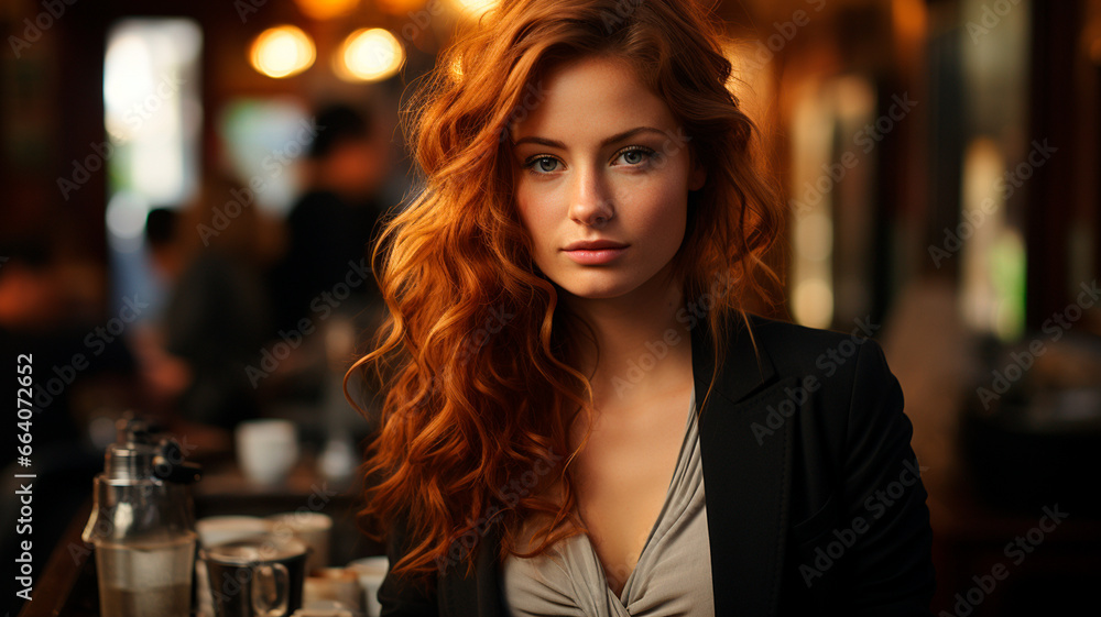 portrait of young beautiful woman with curly hair and beautiful make - up, beauty fashion